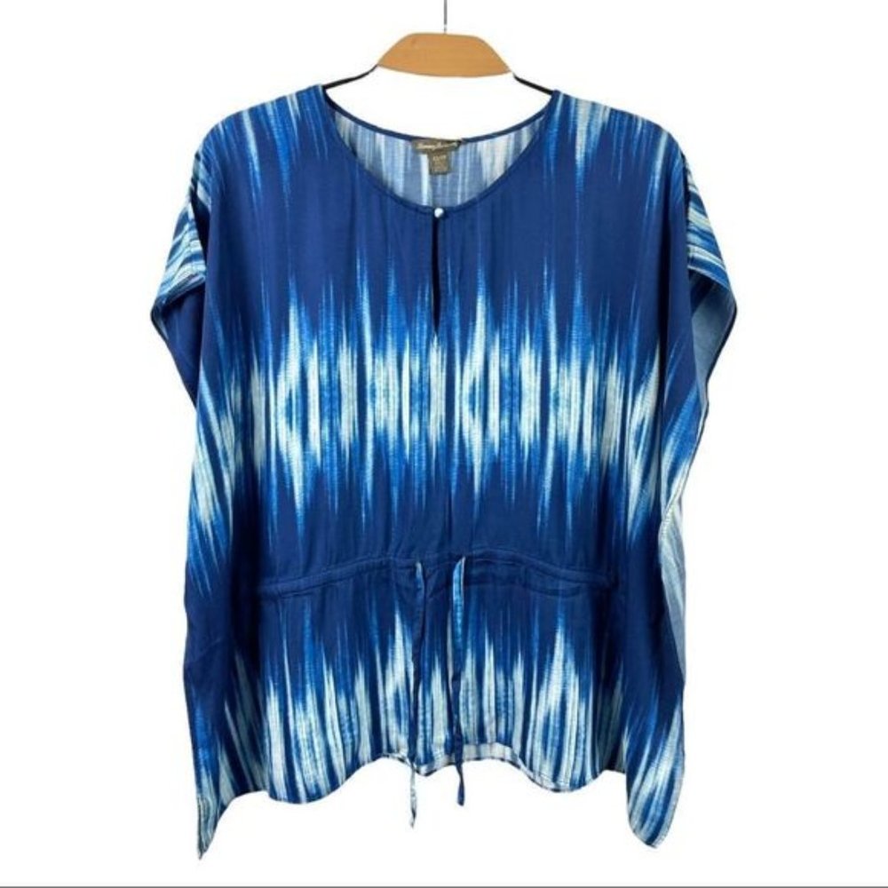 Tommy bahama blue  white batik poncho tunic swim coverup